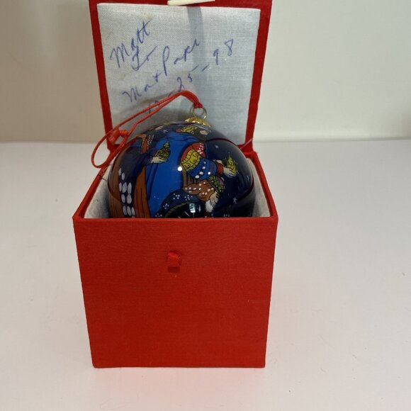 PIER ONE 1998 LI BIEN Reverse Hand Painted Christmas Ornament Three Wise Men Box - Picture 1 of 11